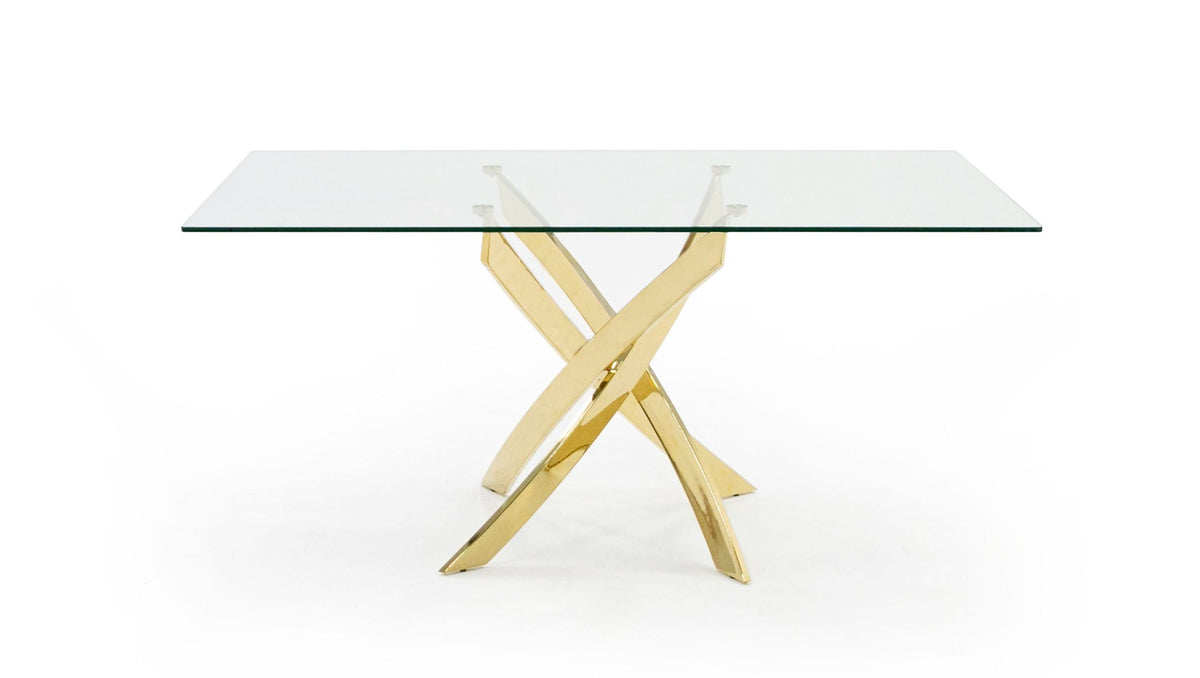 Pyrite Modern Glass and Gold Dining Table by VIG Furniture - View 9