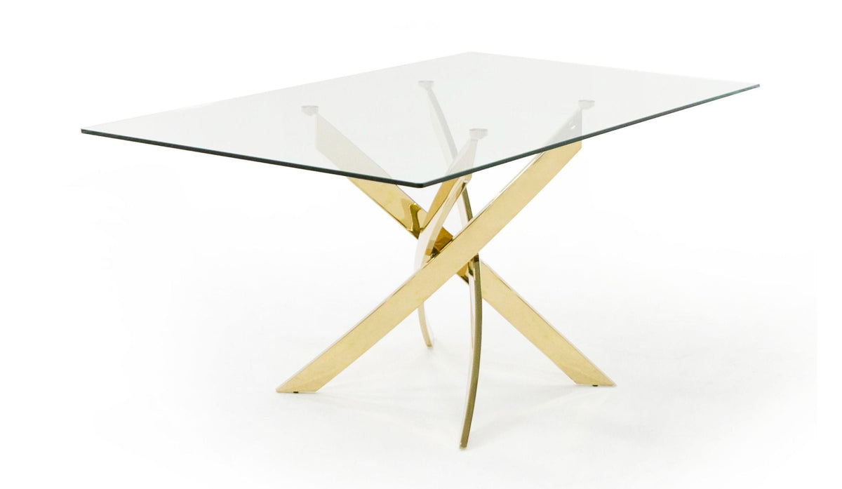 Pyrite Modern Glass and Gold Dining Table by VIG Furniture - View 11