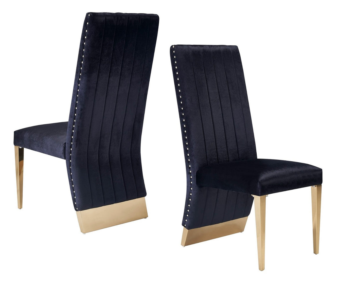 Keisha - Modern Black Velvet and Gold Dining Chair Set of 2 by VIG Furniture - View 5
