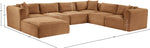 Shaggy - Fabric 7 Piece Modular U-Shaped Sectional With Ottoman