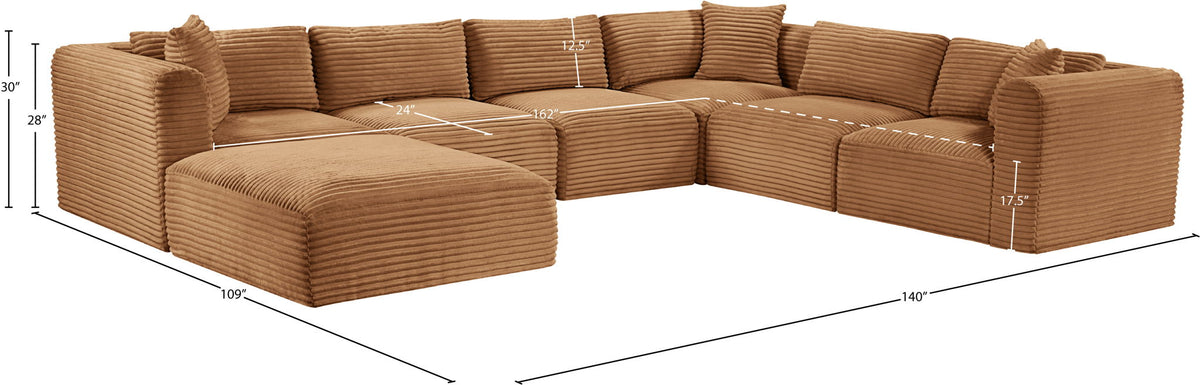 Shaggy - Fabric 7 Piece Modular U-Shaped Sectional With Ottoman
