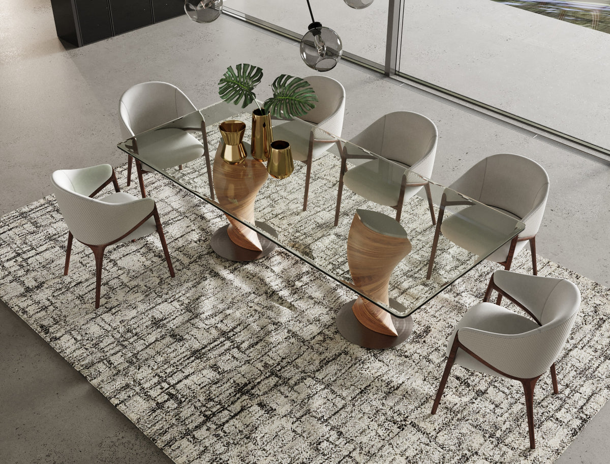 Cleveland - Contemporary Glass and Walnut Dining Table by VIG Furniture - View 3