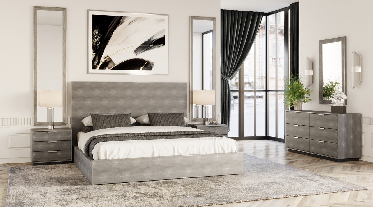 Dynasty - Eastern King Modern Shagreen Bedroom Set - 3 Drawer by VIG Furniture - View 1