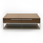 Heloise - Modern Walnut and Stainless Steel Coffee Table by VIG Furniture - View 1