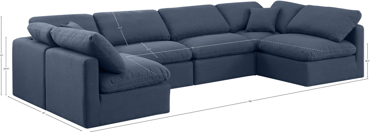 Indulge - Linen 6 Piece Modular U-Shaped Sectional