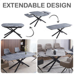 Hester - Ceramic Top Dining Table - Gray & Black