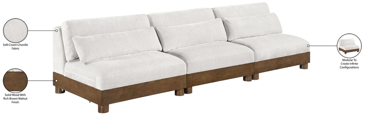 Turin - Chenille Fabric Upholstered Modular Sectional - Cream