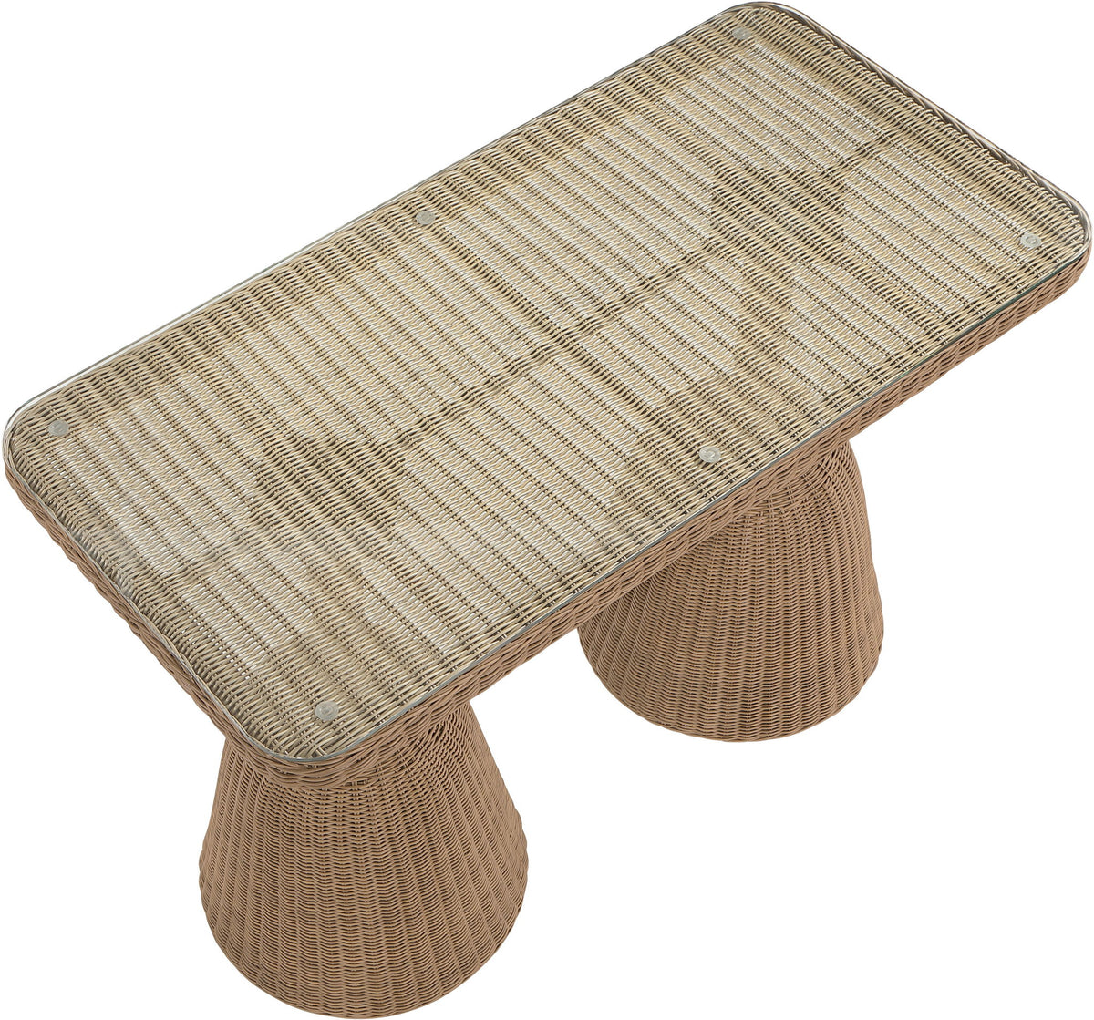 Seacrest - Tempered Glass Top And Wicker Outdoor Patio Bar Height Table