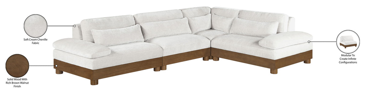 Turin - Chenille Fabric Upholstered Modular Sectional - Cream