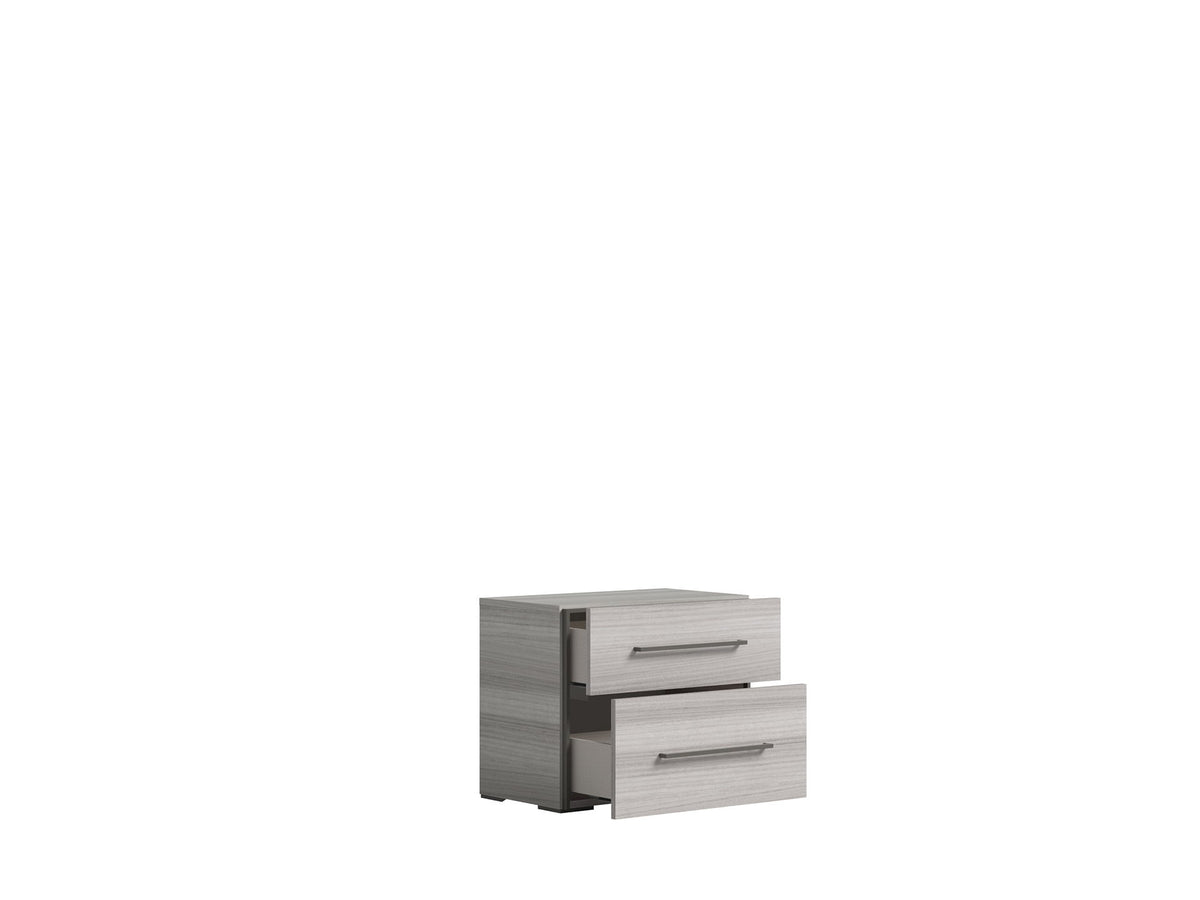 Mia - Nightstand With Handles - White / Gray / Silver