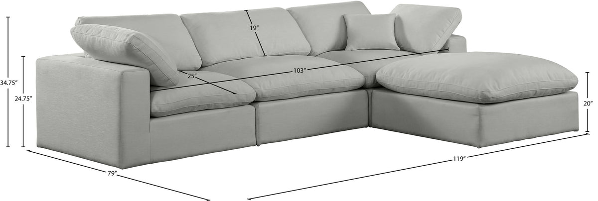 Comfy - 4 Piece Linen Fabric Modular Sectional With Chaise