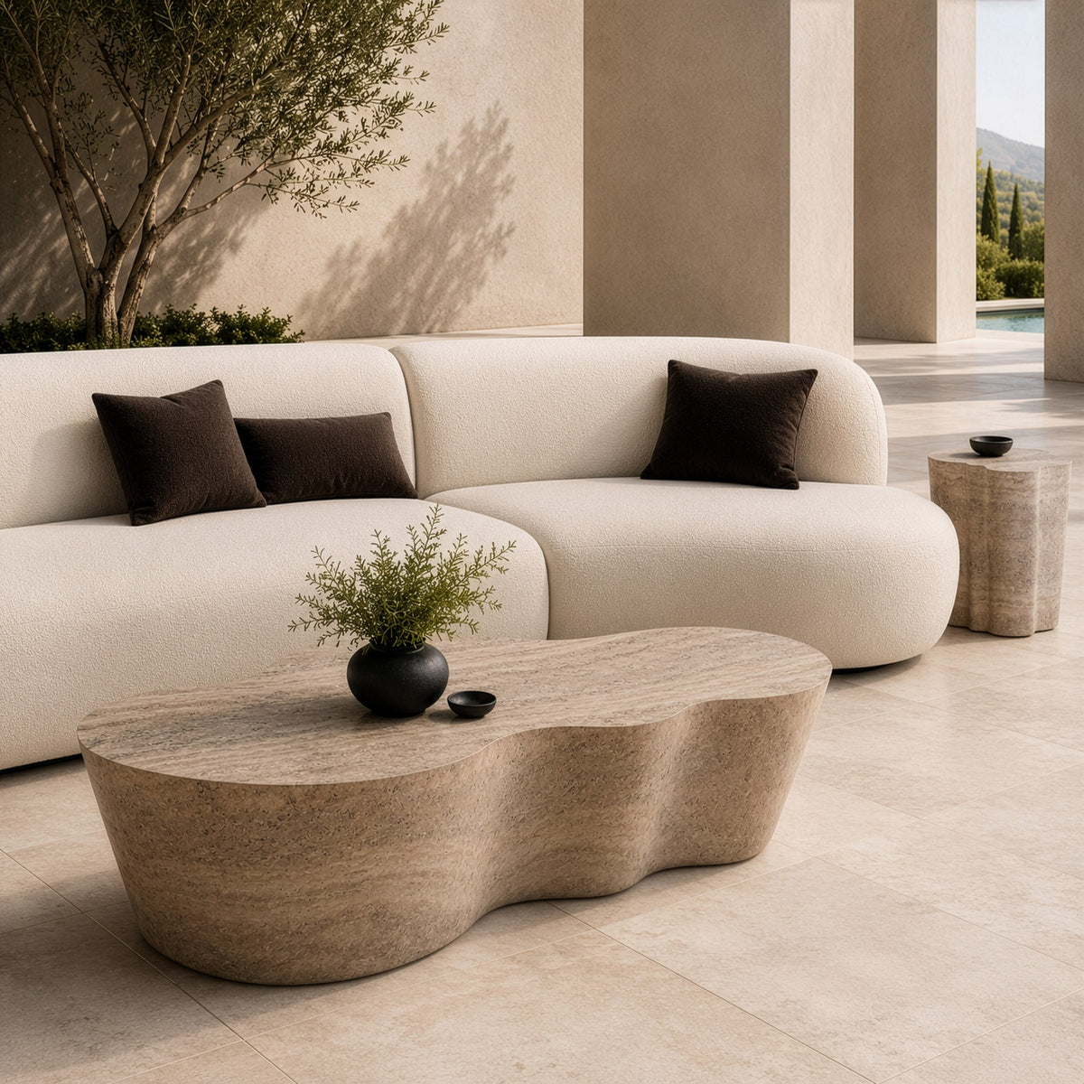 Meru - Modern Faux Travertine Concrete Coffee Table by VIG Furniture - View 9