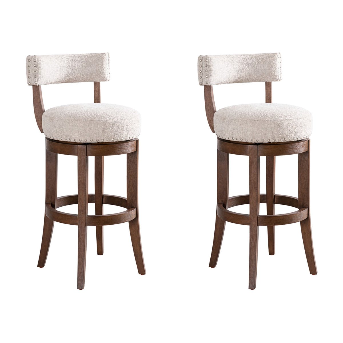 Mystic - Solid Wood Upholstered 30" Bar Height Swivel Barstool