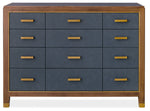 Melange - Geneva Accent Drawer Chest - Blue / Medium Walnut