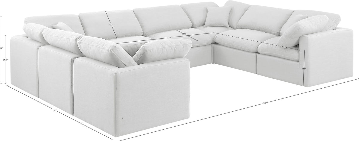 Indulge - Linen 8 Piece Modular Sectional - White