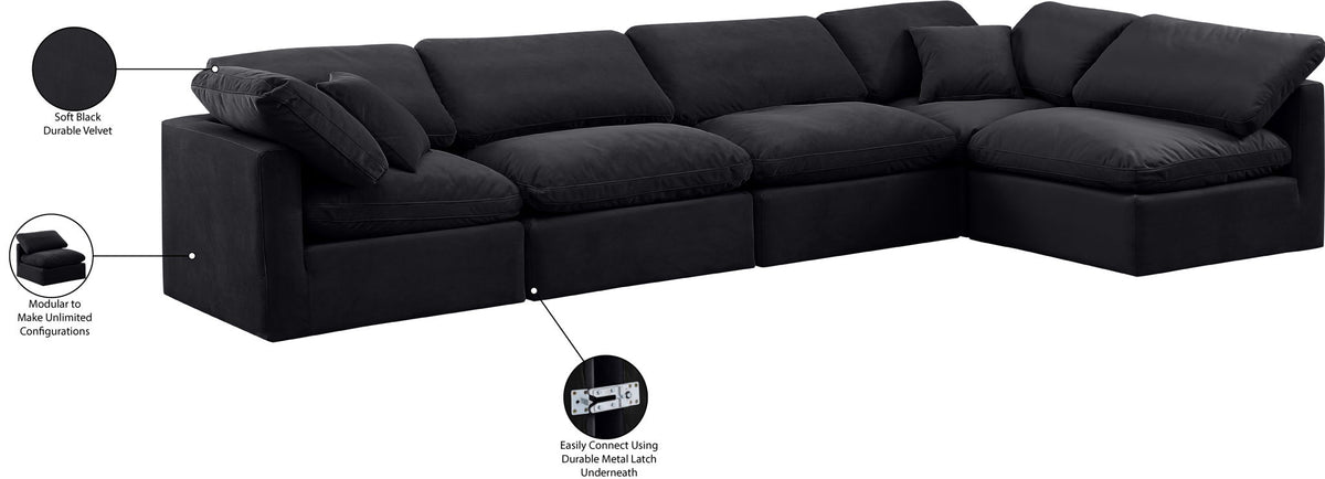 Indulge - Velvet 5 Piece Modular Sectional