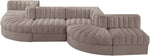 Rummi - Rounded Velvet Performance Fabric Upholstered 6 Piece Modular Sectional
