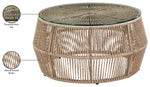 Coastline - Tempered Glass Top And Wicker Outdoor Patio Coffee Table - Natural | Natural