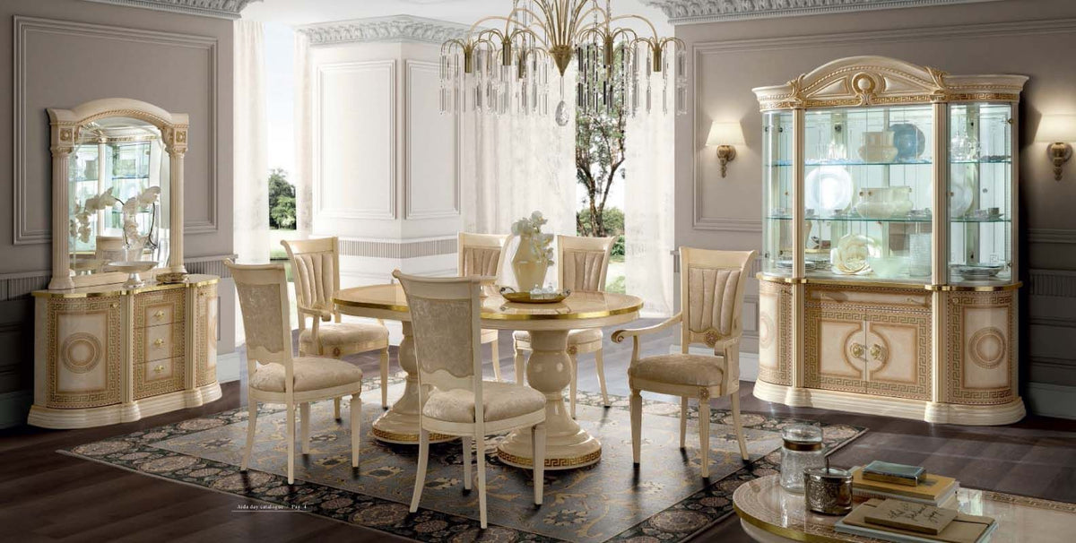 Aida - Dining Table - Ivory / Gold