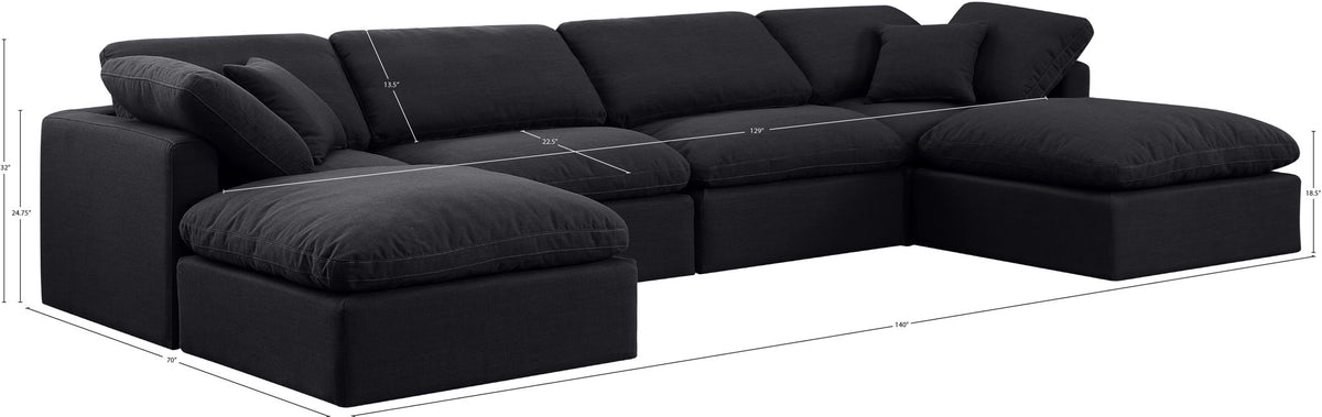 Indulge - Linen 6 Piece Modular Double Chaise Sectional
