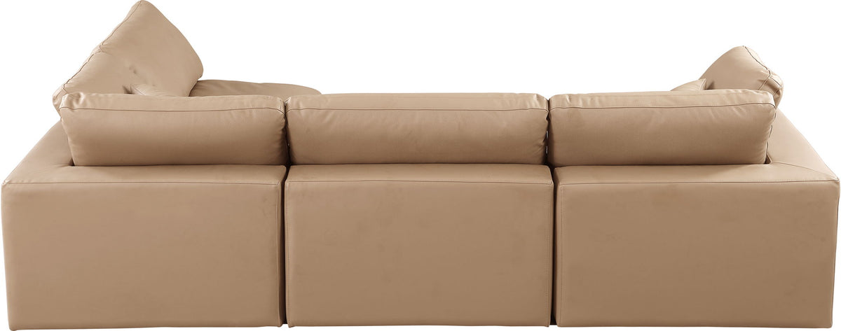 Comfy - 4 Piece Faux Leather Modular Armless Sectional - Tan