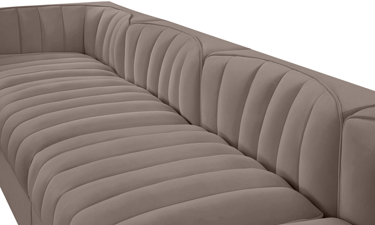 Rummi - Velvet Performance Fabric Upholstered 5 Piece Modular Sofa