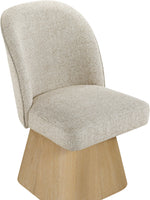 Marlowe - Linen Textured Fabric Upholstered Swivel Dining Side Chair - Stained Natural