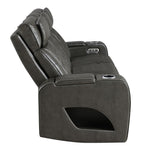Taddeo - Power Motion Sofa With Power Headrest, USB, Wireless Charger, LED & Reading Light - Dark Gray