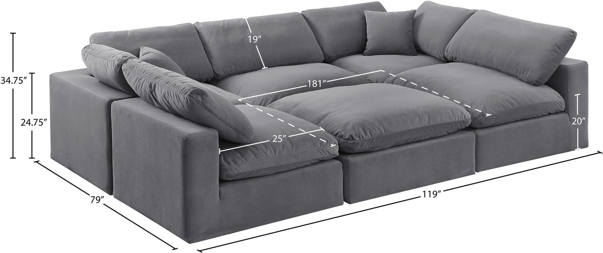 Comfy - 6 Piece Velvet Sectional