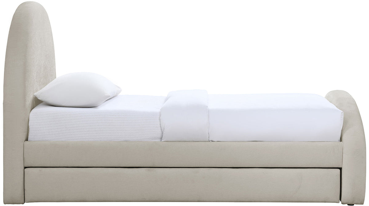Andaz - Chenille Fabric Upholstered Trundle Bed
