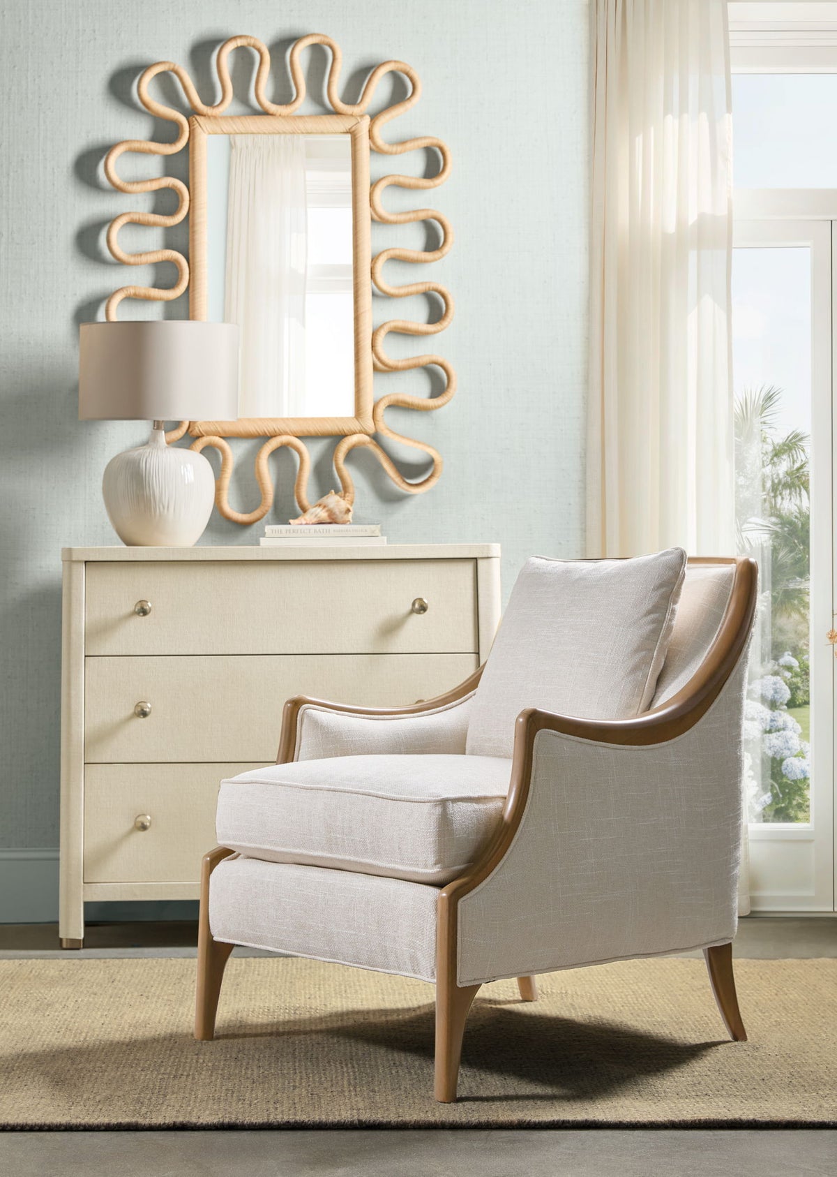 Archives - Raffia Three-Drawer Chest - Beige