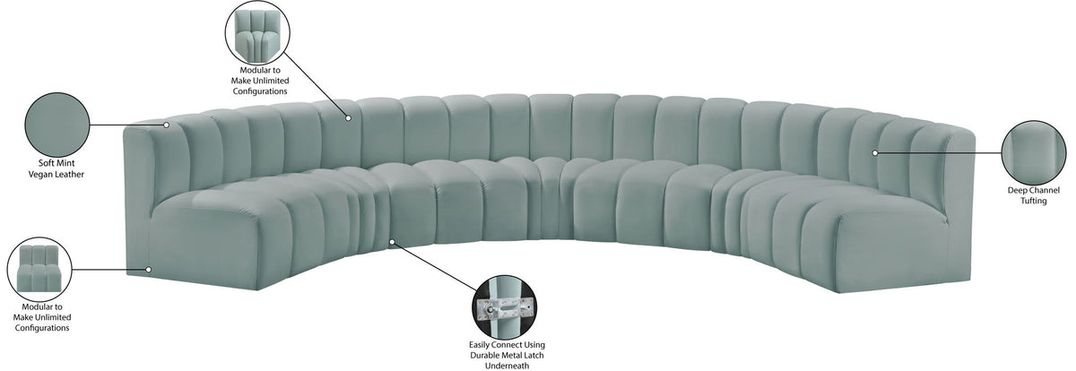 Arc - Faux Leather 7 Piece U-Shaped Modular Sofa