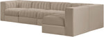 Rummi - Velvet Performance Fabric Upholstered 5 Piece Modular Sectional, L-Shaped (Right)