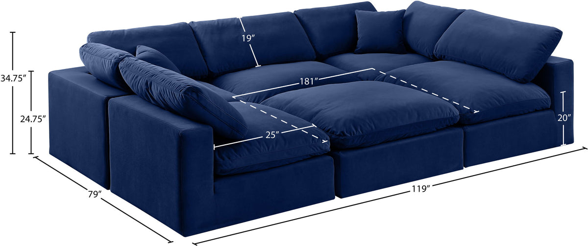 Comfy - 6 Piece Velvet Sectional