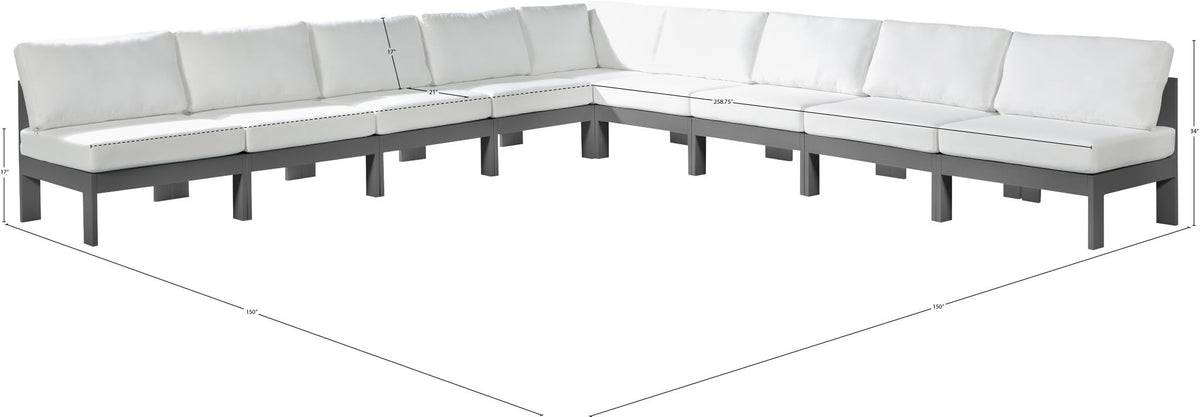 Nizuc - Outdoor Patio 9 Piece Modular Sectional With Gray Frame