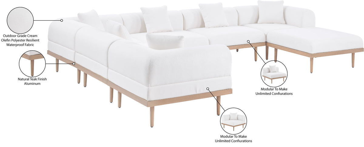 Laguna - 7 Piece Resilient Water Resistant Fabric 142" Upholstered Outdoor Patio Modular Sectional