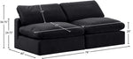 Comfy - Velvet Modular Armless Sofa 2 Seats