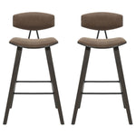 Fox - Bar Height Curved Back Wood Bar Stool With Faux Leather Seat