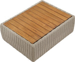 Seacrest - Teak Wood And Wicker Outdoor Patio Coffee Table