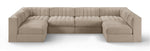 Rummi - Armless Velvet Performance Fabric Upholstered 6 Piece Modular Sectional