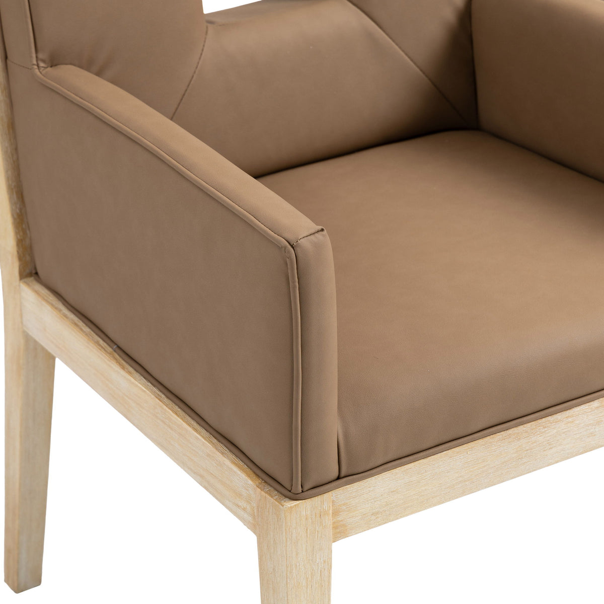 Gwendolyn - Faux Leather Dining Arm Chair With Natural Frame