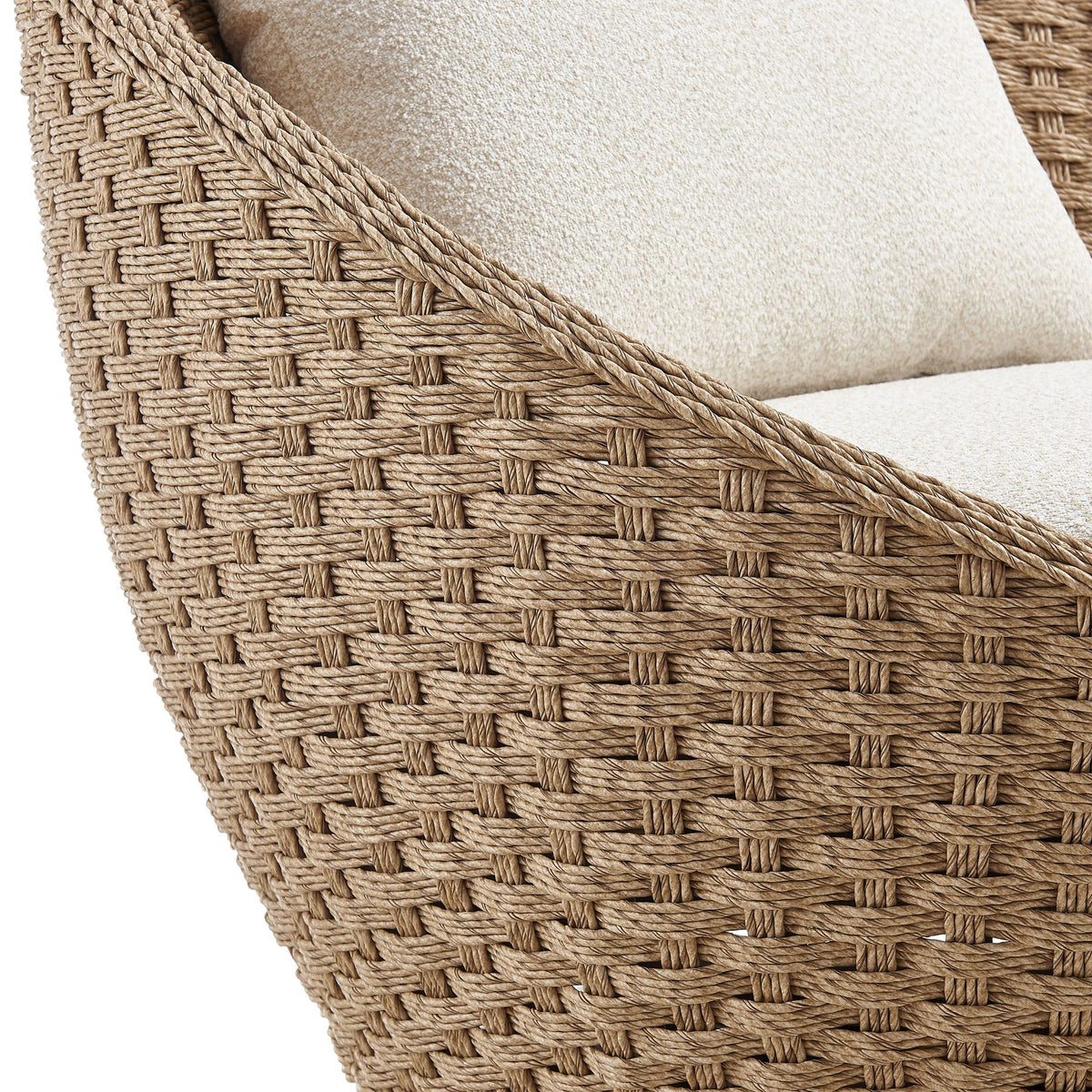 Kobalt - 3-Piece Powder Coated Metal Outdoor Conversation Set With Cushions - Boucle White / Natural