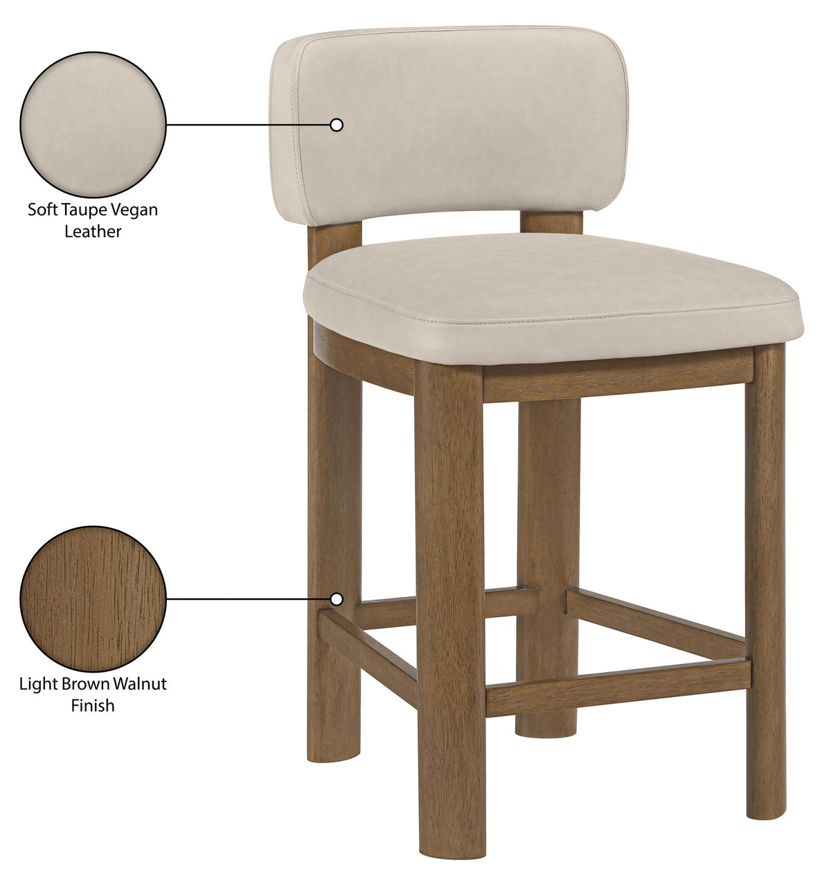 Paloma - Faux Leather Upholstered Counter Stool (Set of 2) - Brown Frame