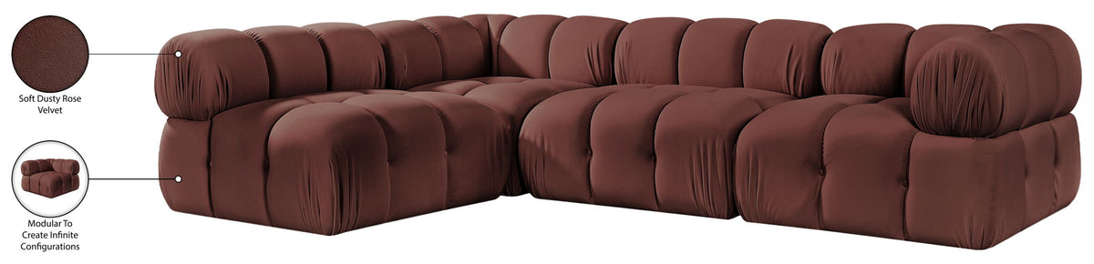 Orin - Fabric Velvet 4 Piece Modular Sectional