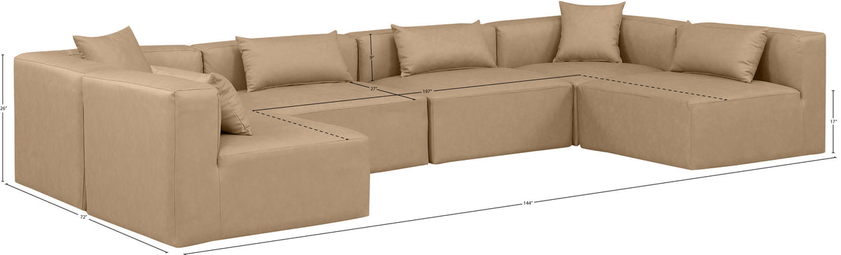 Cube - 6 Piece Modular Armless Sectional - Tan