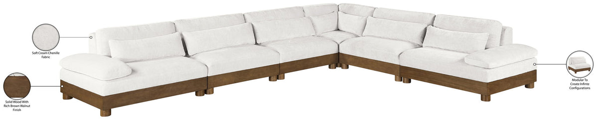 Turin - Chenille Fabric Upholstered Modular Sectional - Cream
