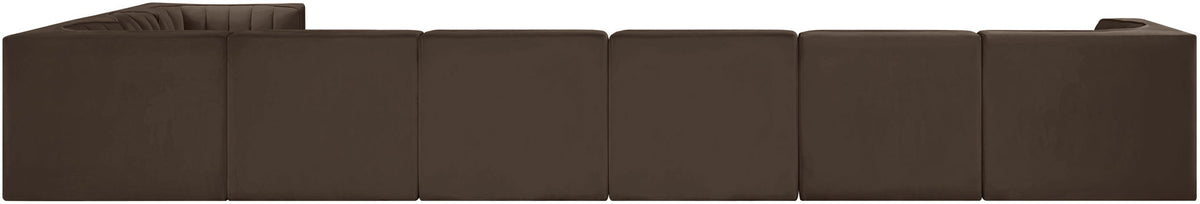 Rummi - Velvet Performance Fabric Upholstered 8 Piece Modular Sectional (With 3 Corner Chairs)