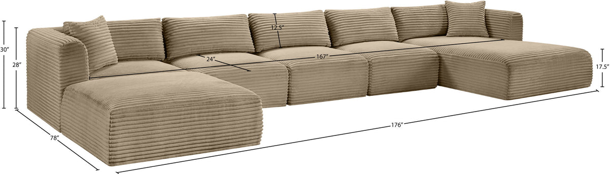 Shaggy - Fabric 6 Piece Modular Sectional With Chaise And Ottoman