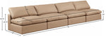Comfy - Faux Leather Modular Armless Sofa 4 Pieces - Tan