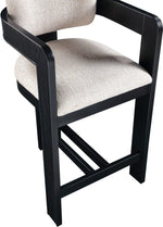 Sacha - Linen Stool With Black Base